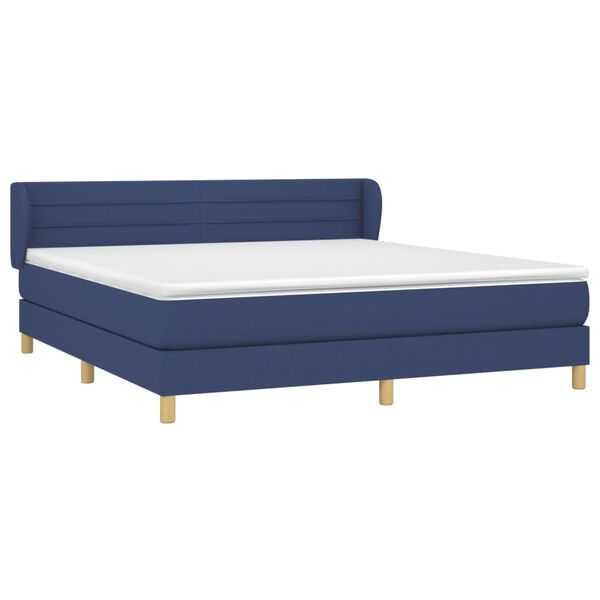 vidaXL Boxspring met matras stof blauw 180x200 cm