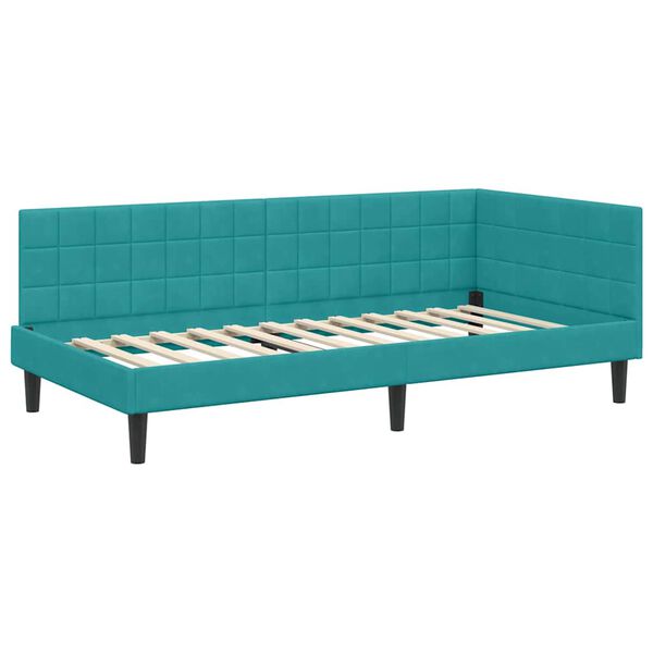 vidaXL Hoekbedframe met hoofdeinde Turquoise 90 cm x 190 cm Fluweel