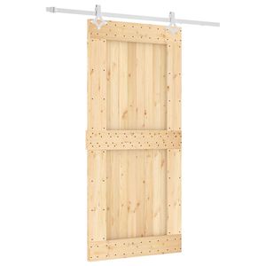 vidaXL Schuifdeur Natuurlijk en Wit 95 x 210 cm Massief Grenenhout