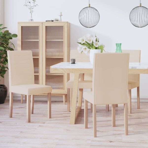 vidaXL Eetkamerstoelen 4 st stof cr&egrave;mekleurig