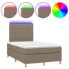 vidaXL Boxspring met matras en LED stof taupe 120x200 cm