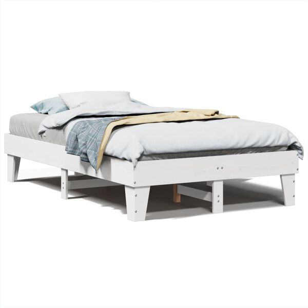 vidaXL Bedframe zonder matras massief grenenhout wit 120x190 cm