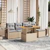 vidaXL 6-delige Loungeset met kussens poly rattan beige