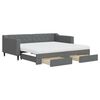 vidaXL Slaapbank onderschuifbed en lades 90x190 cm stof donkergrijs