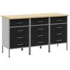 vidaXL Werk kast met lade 3 pcs Zwart en Grijs 150 x 55 x 85 cm