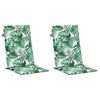 vidaXL Stoelkussens 2 st hoge rug bladpatroon stof