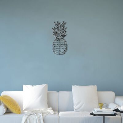 Homemania Wanddecoratie ananas 22x55 cm staal zwart