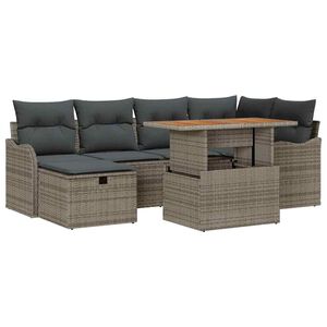 vidaXL Tuin Sofa Set 7 pcs Grijs poly rattan