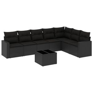 vidaXL 8-delige Loungeset met kussens poly rattan zwart