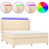 vidaXL Boxspring met matras en LED stof cr&egrave;mekleurig 180x200 cm