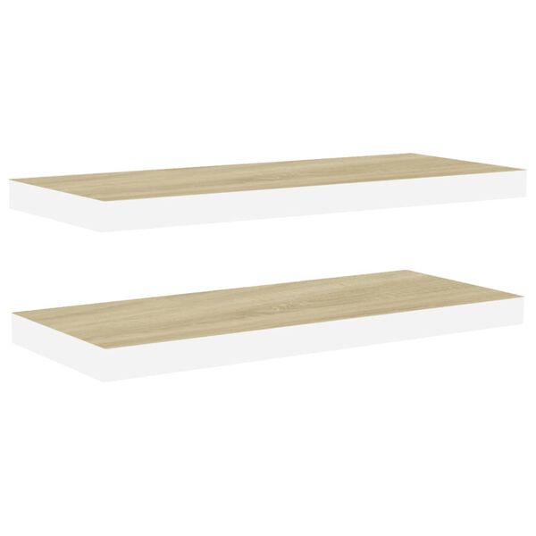 vidaXL Wandschappen zwevend 2 st 60x23,5x3,8 cm MDF eikenkleurig wit