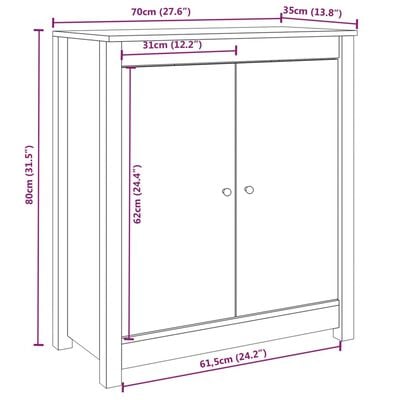 vidaXL Dressoir 70x35x80 cm massief grenenhout zwart