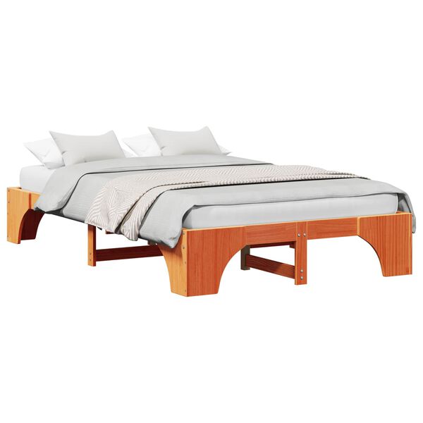 vidaXL Bedframe Wasbruin 140 x 190 cm Massief grenenhout
