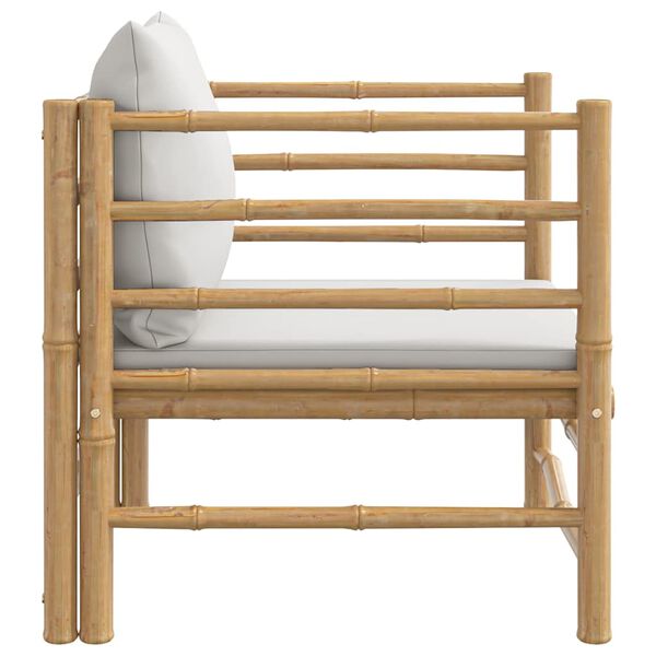 vidaXL Tuinbank met lichtgrijze kussens bamboe