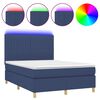 vidaXL Boxspring met matras en LED stof blauw 140x200 cm