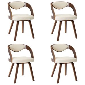 vidaXL Eetkamerstoelen 4 st gebogen hout en kunstleer cr&egrave;mekleurig