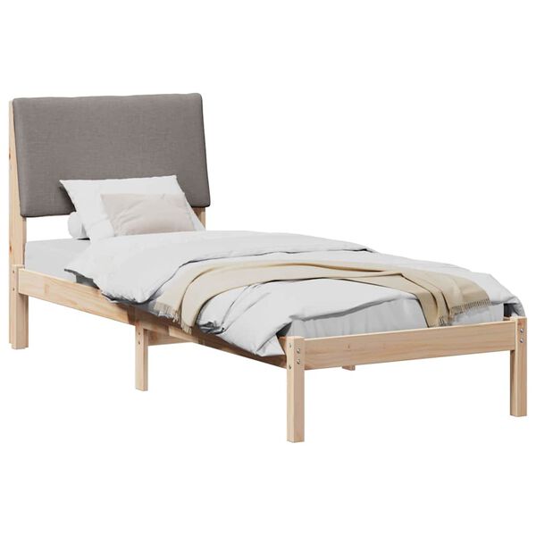 vidaXL Bedframe Bruin en taupe 75 x 190 cm Massief grenenhout