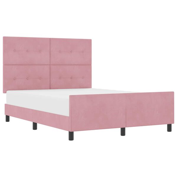 vidaXL Boxspringbed met hoofdeinde Roze 140 x 190 cm Fluweel