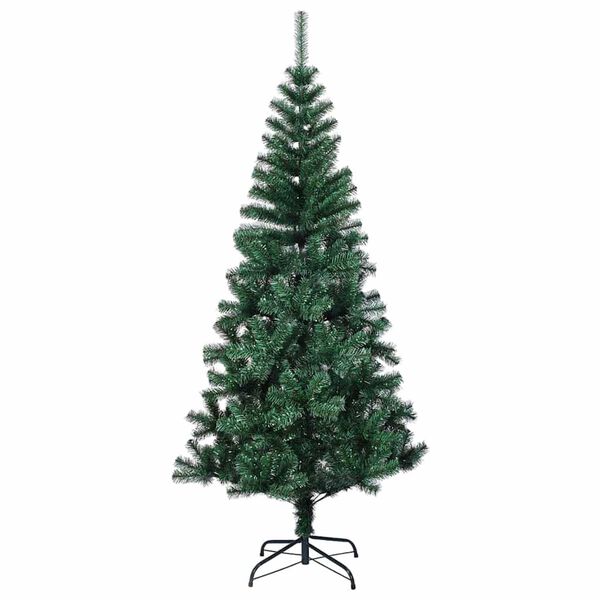 vidaXL Kunstmatig Voorverlicht Kerstboom Groen 150 cm PVC en Metaal