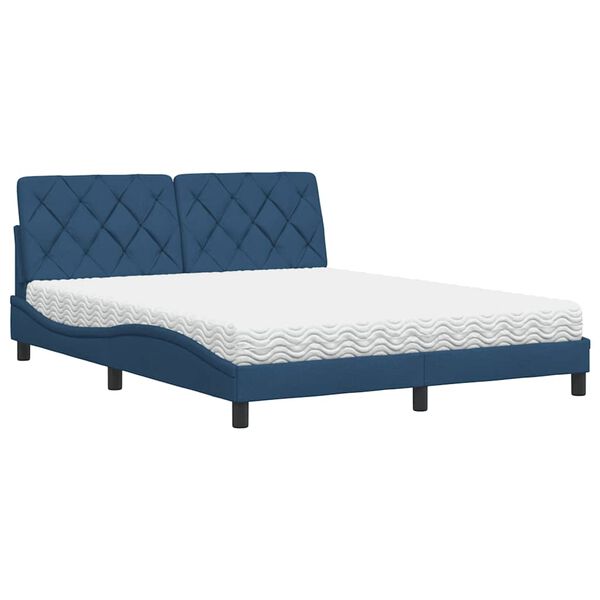 vidaXL Bed met matras stof blauw 160x200 cm