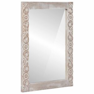 vidaXL wandspiegel Wit 70 x 50 cm Massief Mango Hout Rechthoekig