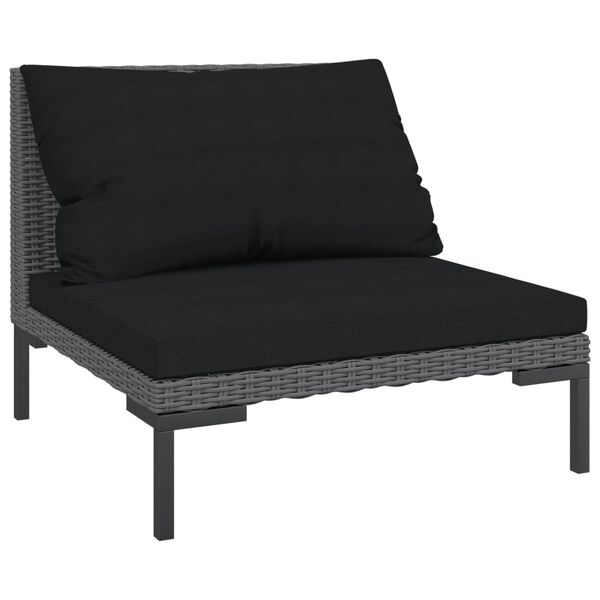 vidaXL 6-delige Loungeset met kussens poly rattan donkergrijs