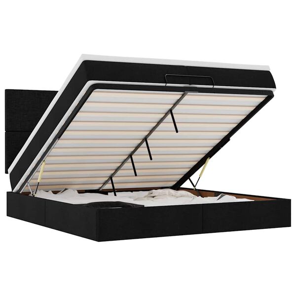 vidaXL Ottoman bed met matrassen 200x200cm stof zwart