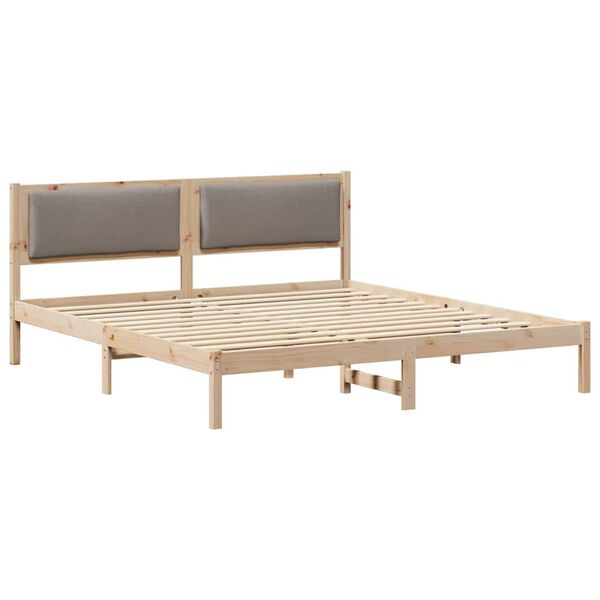 vidaXL Bedframe met hoofdeinde Taupe 180 x 200 cm Massief grenenhout