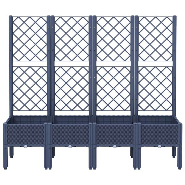 vidaXL Plantenbak met latwerk 160x40x142 cm polypropeen blauwgrijs