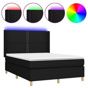 vidaXL Boxspring met matras en LED stof zwart 140x200 cm
