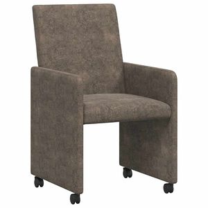 vidaXL Eetkamerstoelen met Wieltjes 2 st Faux suede leer Donkergrijs