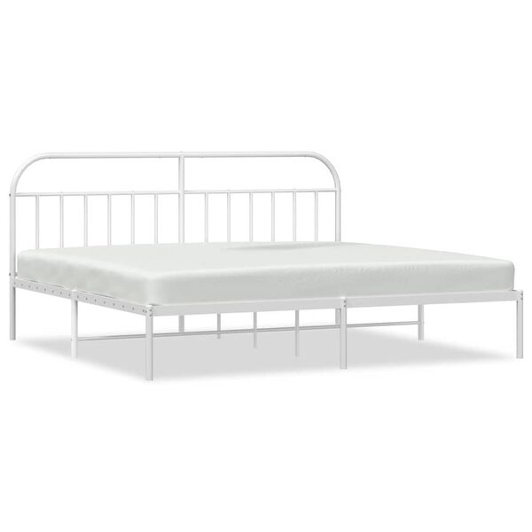 vidaXL Bedframe met hoofdbord metaal wit 193x203 cm