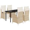 vidaXL 5-delige Tuinset met kussens poly rattan beige