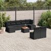 vidaXL 10-delige Loungeset met kussens poly rattan zwart