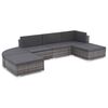 vidaXL 6-delige Loungeset met kussens poly rattan grijs