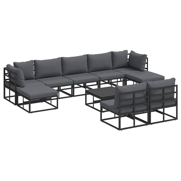 vidaXL Tuin Sofa Set met kussen 10 pcs Zwart Aluminium