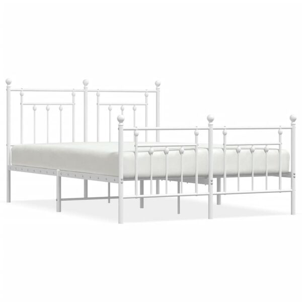vidaXL Bedframe met hoofd- en voeteneinde metaal wit 140x190 cm