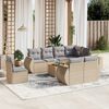 vidaXL 9-delige Loungeset met kussens poly rattan beige