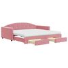 vidaXL Slaapbank met onderschuifbed en lades 100x200 cm fluweel roze