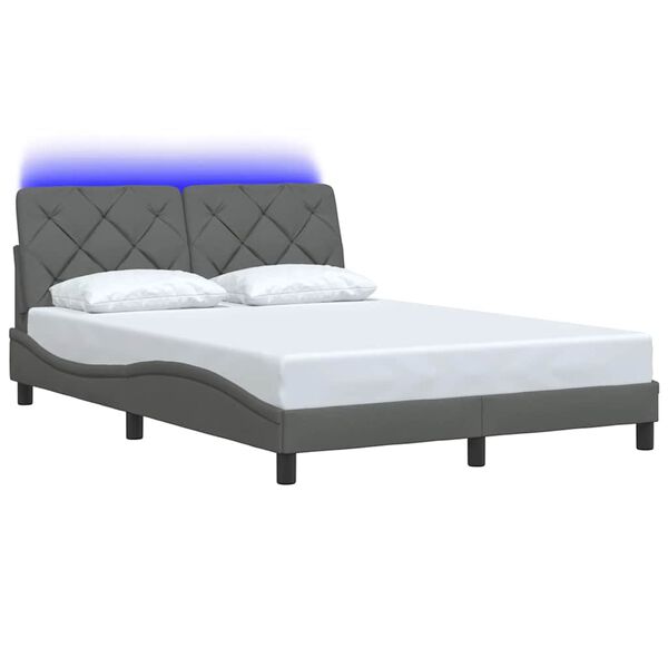 vidaXL Bedframe met LED zonder matras 120x200 cm stof donkergrijs