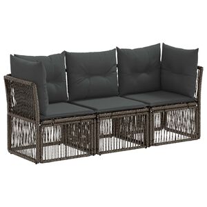 vidaXL Tuinbankenset 3 pcs Grijs poly rattan