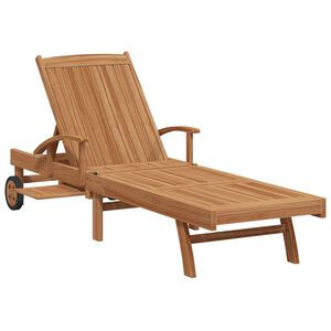 vidaXL Ligbed met kussen Bruin 195 x 59 x 78,5 cm Massief Teakhout