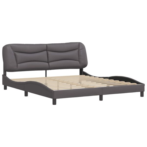 vidaXL Bedframe zonder matras "Hvar" kunstleer grijs 180x200 cm