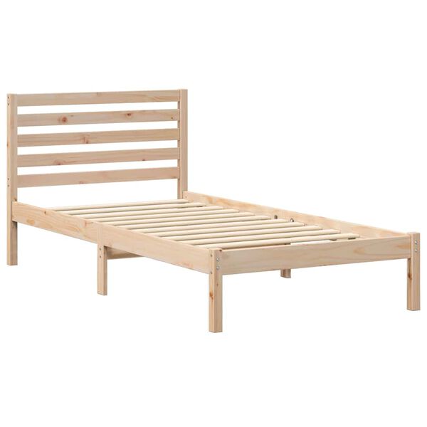 vidaXL Bedframe met hoofdeinde Bruin 90 x 190 cm Massief grenenhout