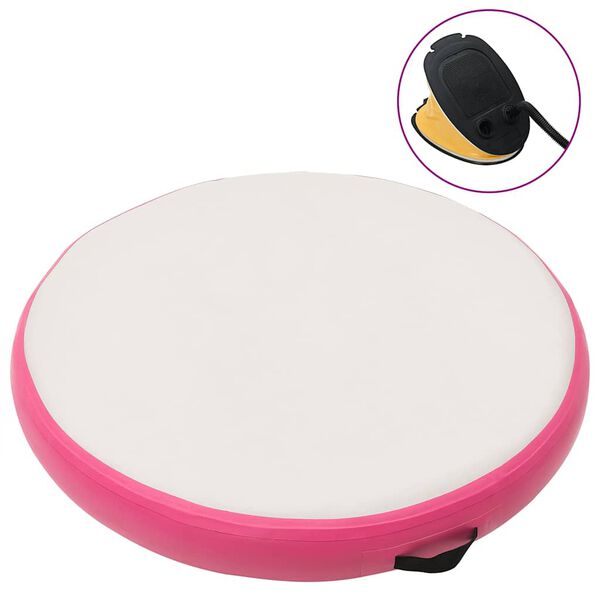 vidaXL Gymnastiekmat met pomp opblaasbaar 100x100x20 cm PVC roze