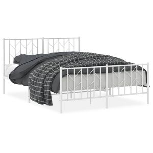 vidaXL Bedframe met hoofd- en voeteneinde&nbsp;metaal wit 140x190 cm