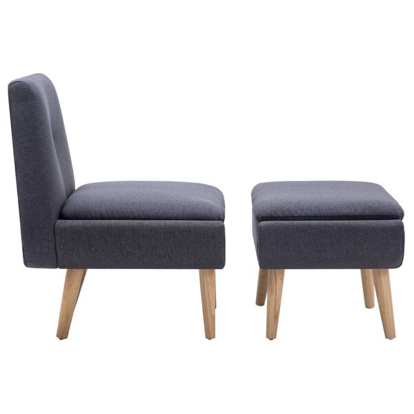 vidaXL Fauteuil met voetenbankje stof donkergrijs