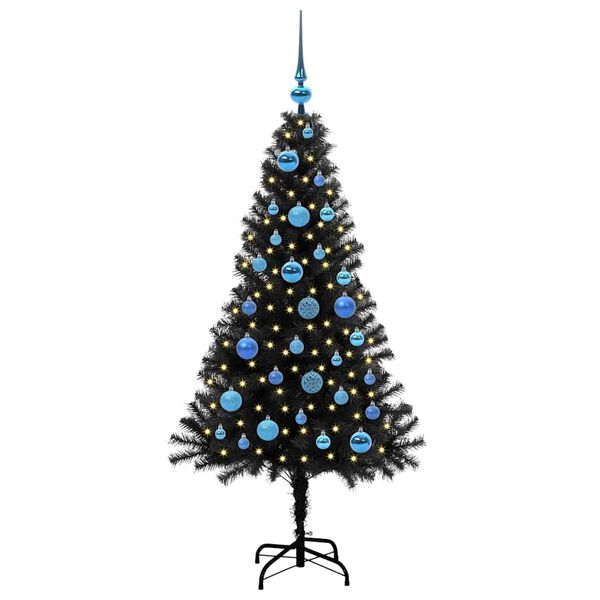 vidaXL Kerstboom met 150 LED met standaard Zwart 150 cm PVC