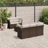 vidaXL 6-delige Loungeset met kussens poly rattan bruin