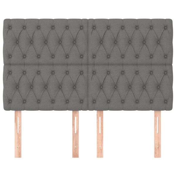 vidaXL Hoofdbord donkergrijs 160x7x118/128 cm Stof